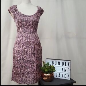 Banana Republic 100% Silk Purple Cap Sleeve Scoop Neck Knee Length Sheath Dress